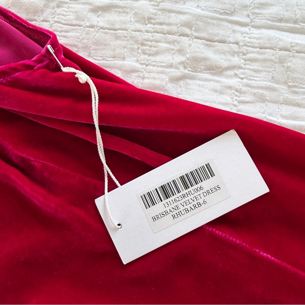 Reformation Brisbane Velvet Dress in Rhubarb Mini Cocktail Pink 6 NWT - Picture 11 of 12